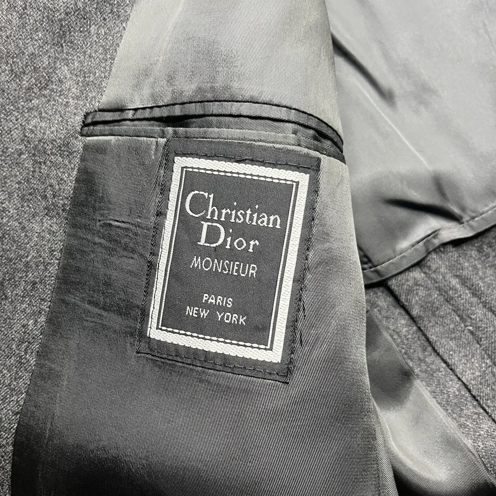 Christian Dior Monsieur Wool Flannel Sports Coat  2 Button Blazer Gray Mens 42R